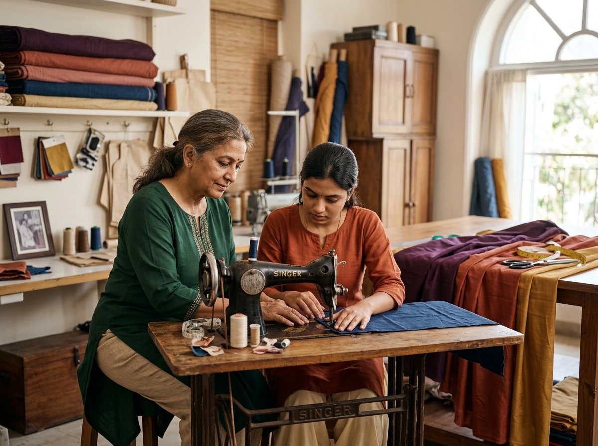 Tailoring instructor guiding student at Mumtaz Tailoring Classes